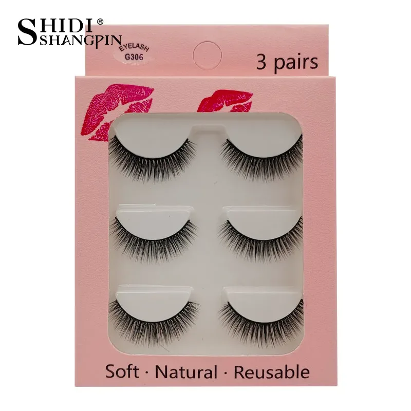 Faux Cils 3 זוגות ריסים מלאכותיים טבעיים ארוכים 3D מינק ריסי מינק רכים רכים מלוכלכים בעבודת יד ריסים מזויפים כלי איפור עיניים Maquiagem — image 21