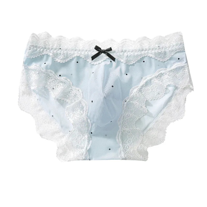Men's Sexy Briefs Lace Edge Polka Dot Underwear Ice Silk Sissy Panties U Convex Pouch Underpants Seamless See Through Lingerie — image 3