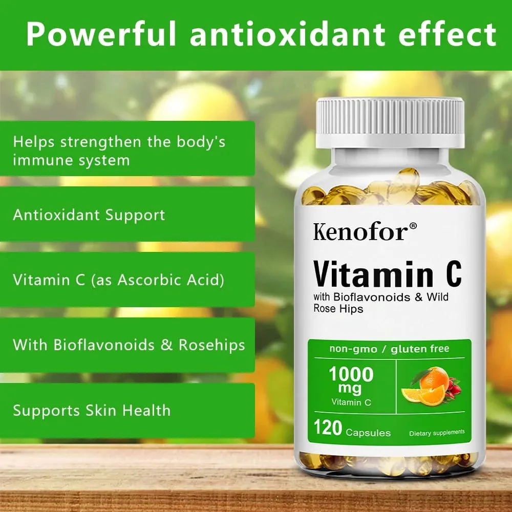 Βιταμίνη C 1000 Mg - με Citrus Rosehip Ανοσοποιητική Υποστήριξη Παραγωγή Κολλαγόνου Υγεία του Δέρματος Αντιοξειδωτικό 120 Κάψουλες — image 4
