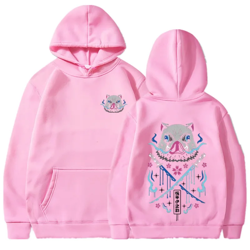 Felpe con cappuccio Anime Inosuke Uomo Donna Kimetsu no Yaiba Felpe Manga Kawaii Harajuku gotico Pullover con cappuccio Casual Streetwear — image 4