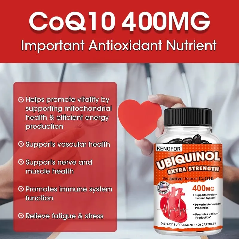 Koenzim Q10 400 mg Softgél antioxidáns - Kiváló nedvszívó képességű aktív forma a szív immunrendszerének és a bőr egészségének megőrzéséhez — image 2