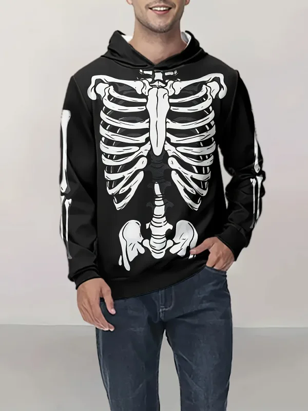 Sudaderas con capucha para hombre, sudadera con estampado de esqueleto en 3D, ropa deportiva con cordón, camisetas de manga larga, jersey de calle, ropa para hombre