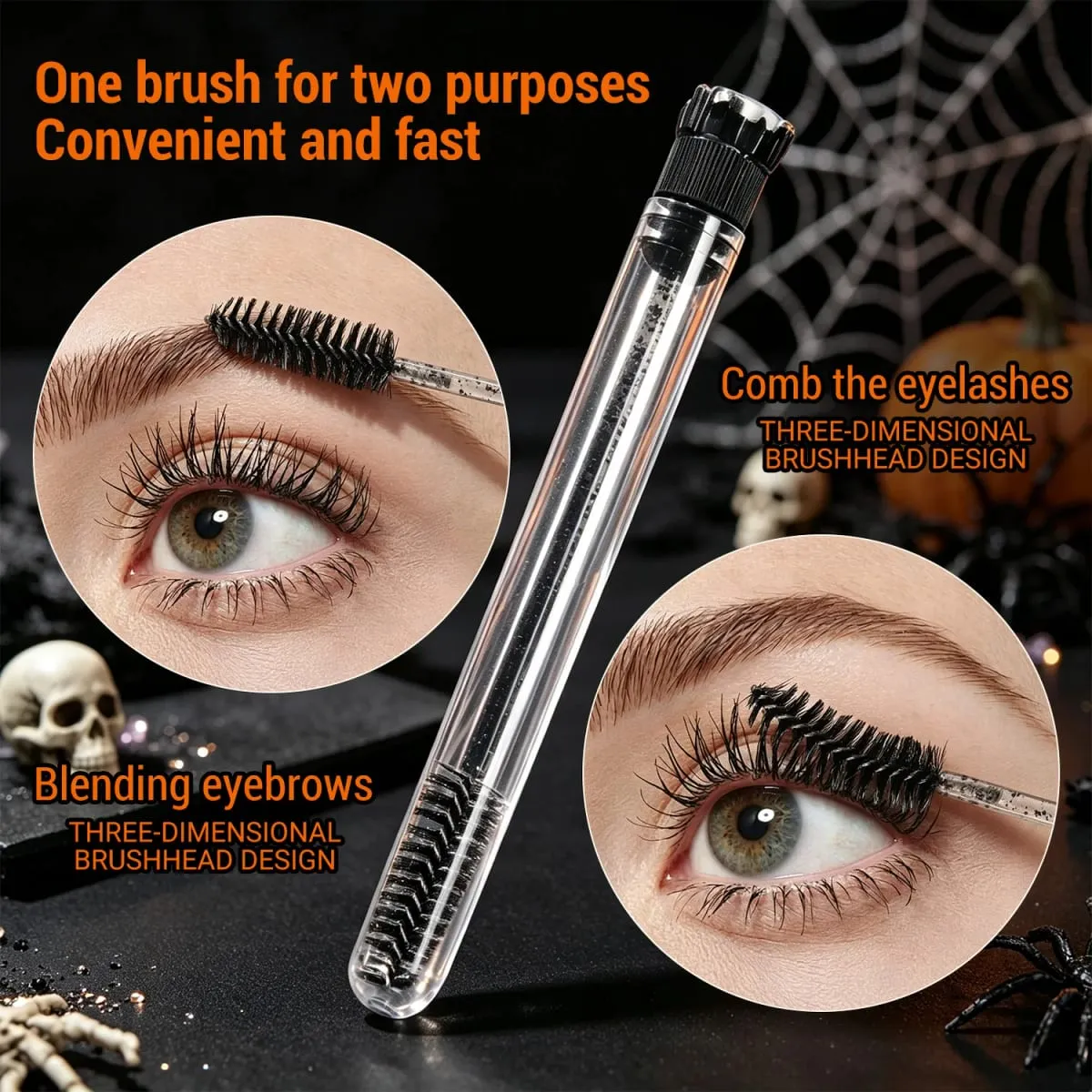 20 τμχ Halloween Eyelash Spoolies Mascara Rods for Extensions Spooky Skull Pumpkin Gothic Brushes Lash Tech Supplies Gif — image 4