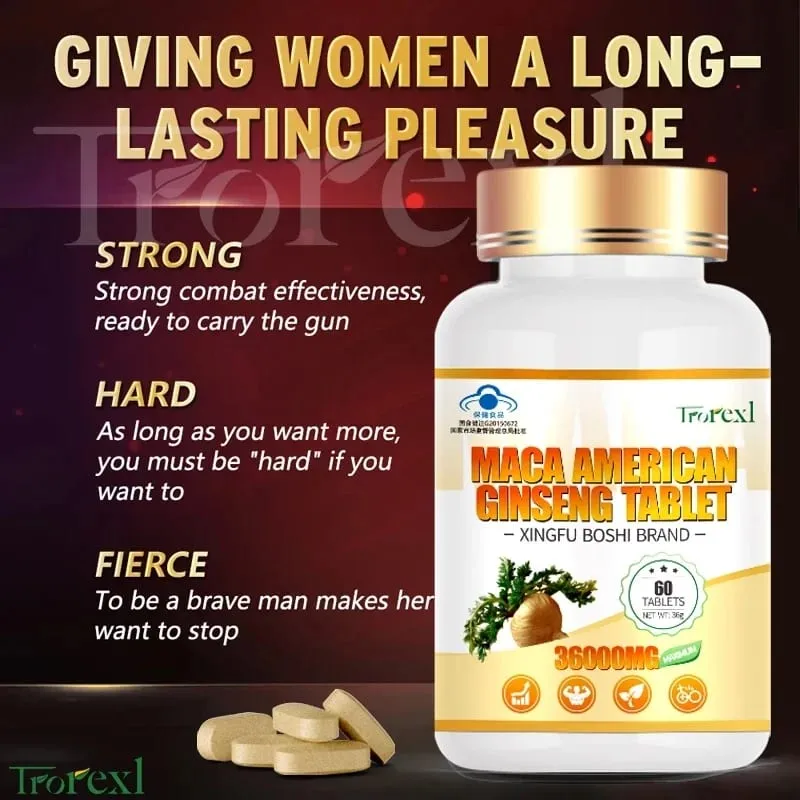 Organic Maca Root Powder with Ginseng Extract Supplement for Men and Women Health- Vegan Potency enhancement Pills — image 4