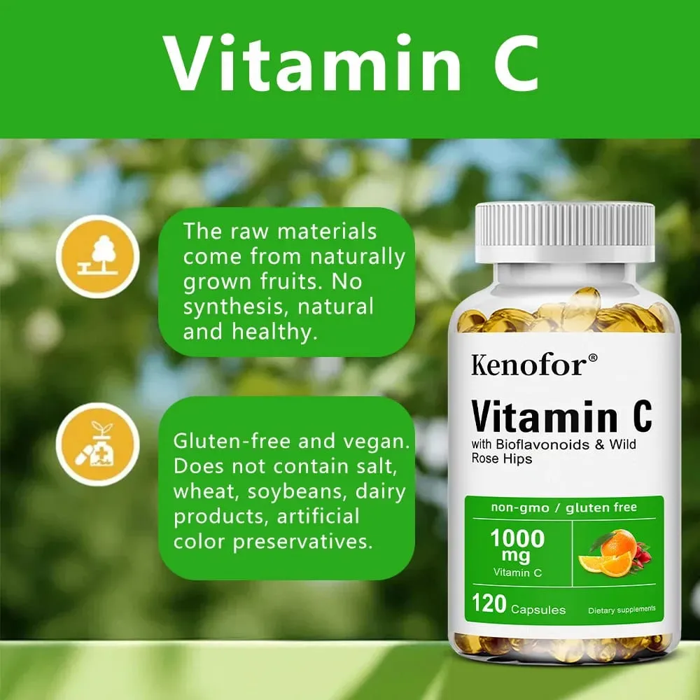 Βιταμίνη C 1000 Mg - με Citrus Rosehip Ανοσοποιητική Υποστήριξη Παραγωγή Κολλαγόνου Υγεία του Δέρματος Αντιοξειδωτικό 120 Κάψουλες — image 2