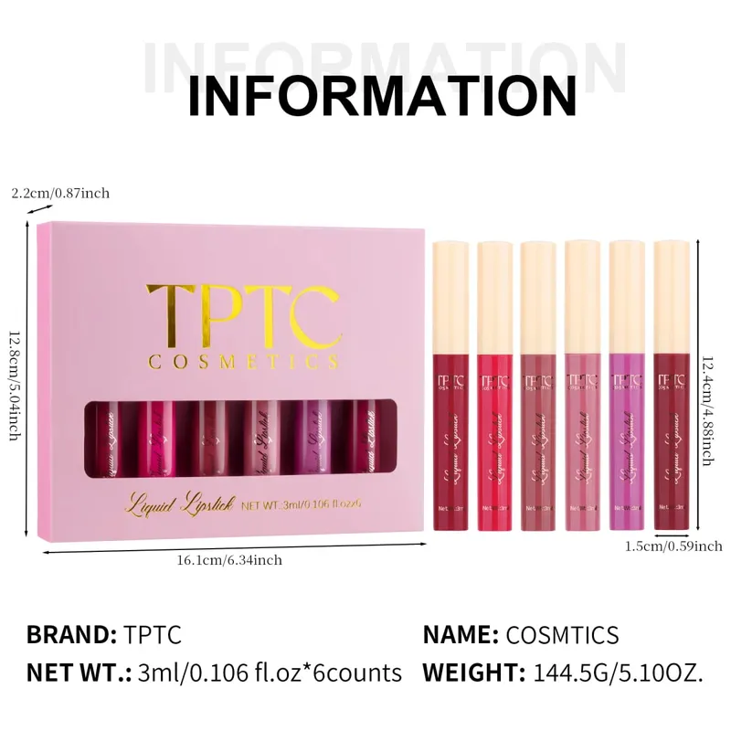 6 συσκευασιών ματ ματ κραγιόν lip glaze μακράς διαρκείας αντικολλητικό κύπελλο που δεν ξεθωριάζει βελούδινο lip gloss κραγιόν — image 7