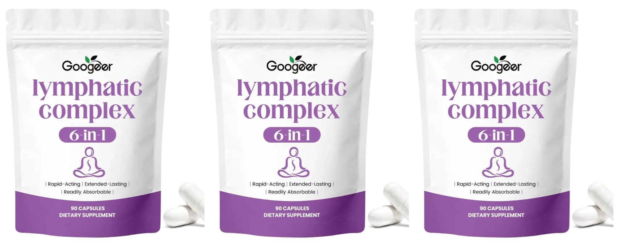 Googeer Lymphatic Complex 6-in-1 Capsules with Lymphatic Circulation and Drainage Support Magnesium Zinc Minerals 90 Capsules — image 12