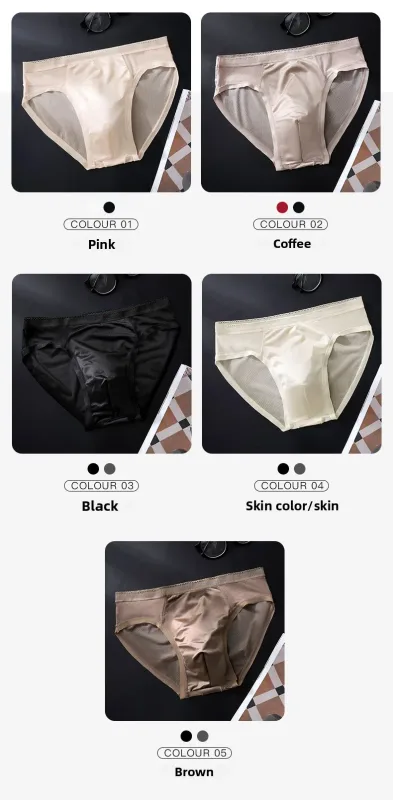 Male Glossy Silk Satin Briefs High Rise Lace Trim Ice Silk Underwear Soft Breathable U Pouch Men Panties — image 10