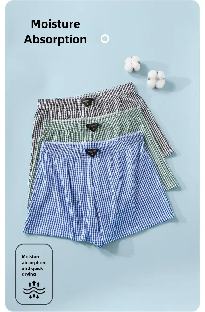 3Pek Kapas Seluar Aro Lelaki Musim Panas Nipis Mens Boxers Longgar Bernafas Seluar Piyama Trendy Lembapan Wicking Boxershorts — image 5