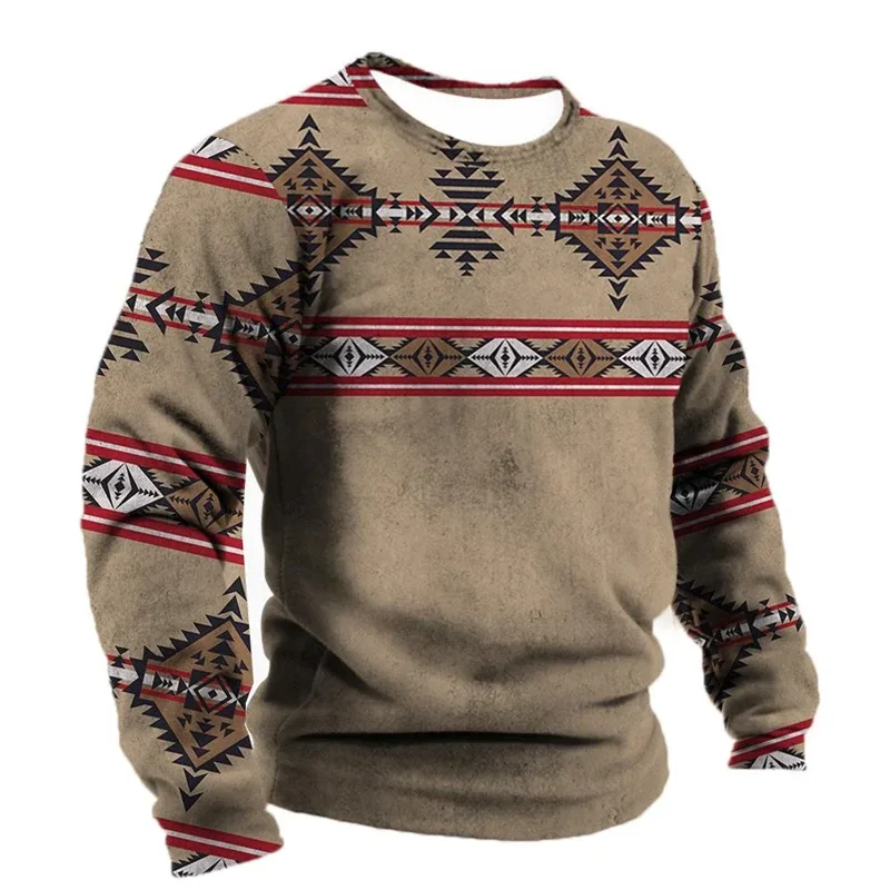 Vintage Ethnic Style Graphic Sweatshirts Spring Autumn Fashion Casual Long Sleeve 3D Printed Tops Loose Streetwear Mens Clothing — image 9