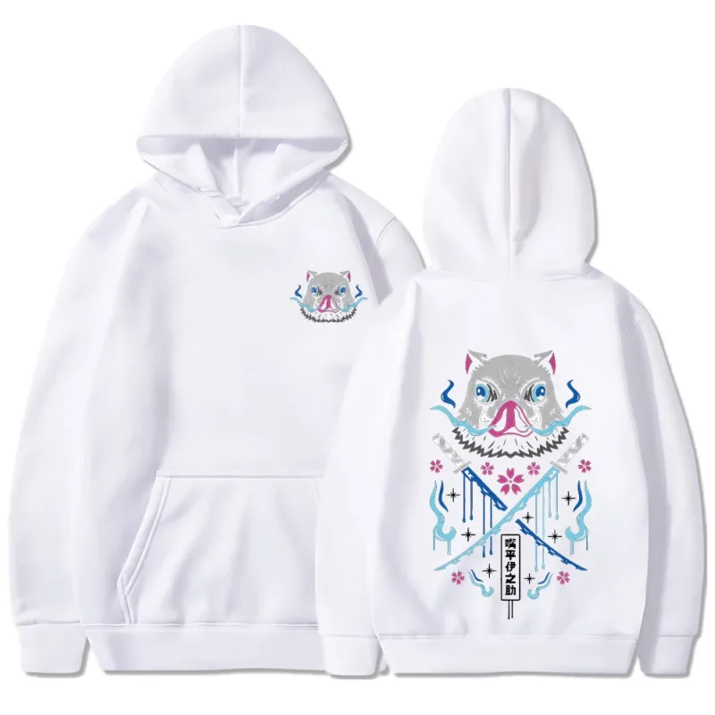 Felpe con cappuccio Anime Inosuke Uomo Donna Kimetsu no Yaiba Felpe Manga Kawaii Harajuku gotico Pullover con cappuccio Casual Streetwear — image 2