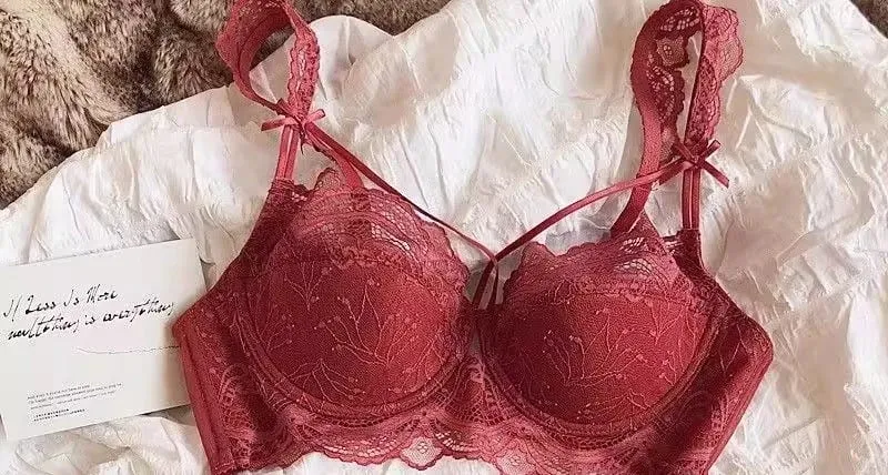 Γαλλικό Pure Lace Bralette Petite Σετ σουτιέν AABB Cup με αφαιρούμενα λουράκια & λεπτά μαξιλαράκια Push Up Απαλό κάτω σύρμα, σέξι γυναικεία