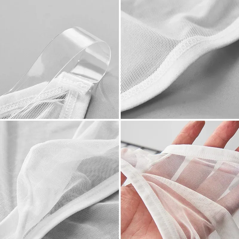 Ropa interior para hombre, calzoncillos transparentes de malla completa sexi, seda fina de hielo, transpirable, cintura baja, ropa interior sexi para hombre — image 3