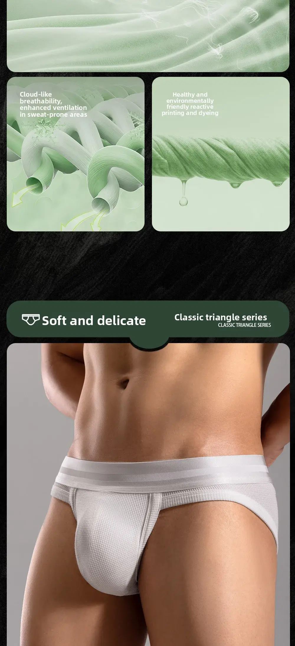 3pcs Sexy Men Waffle Cotton Briefs with Raised Bag Support Pouch With Hole U Spacious Separate Crotch Breathable Anti-sweat 3256812343913911 — image 5