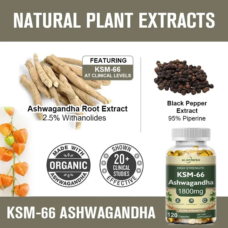 Ashwagandha Capsules for Stress Relief Focus Brain Energy Support Sleep Health Supplement — image 7