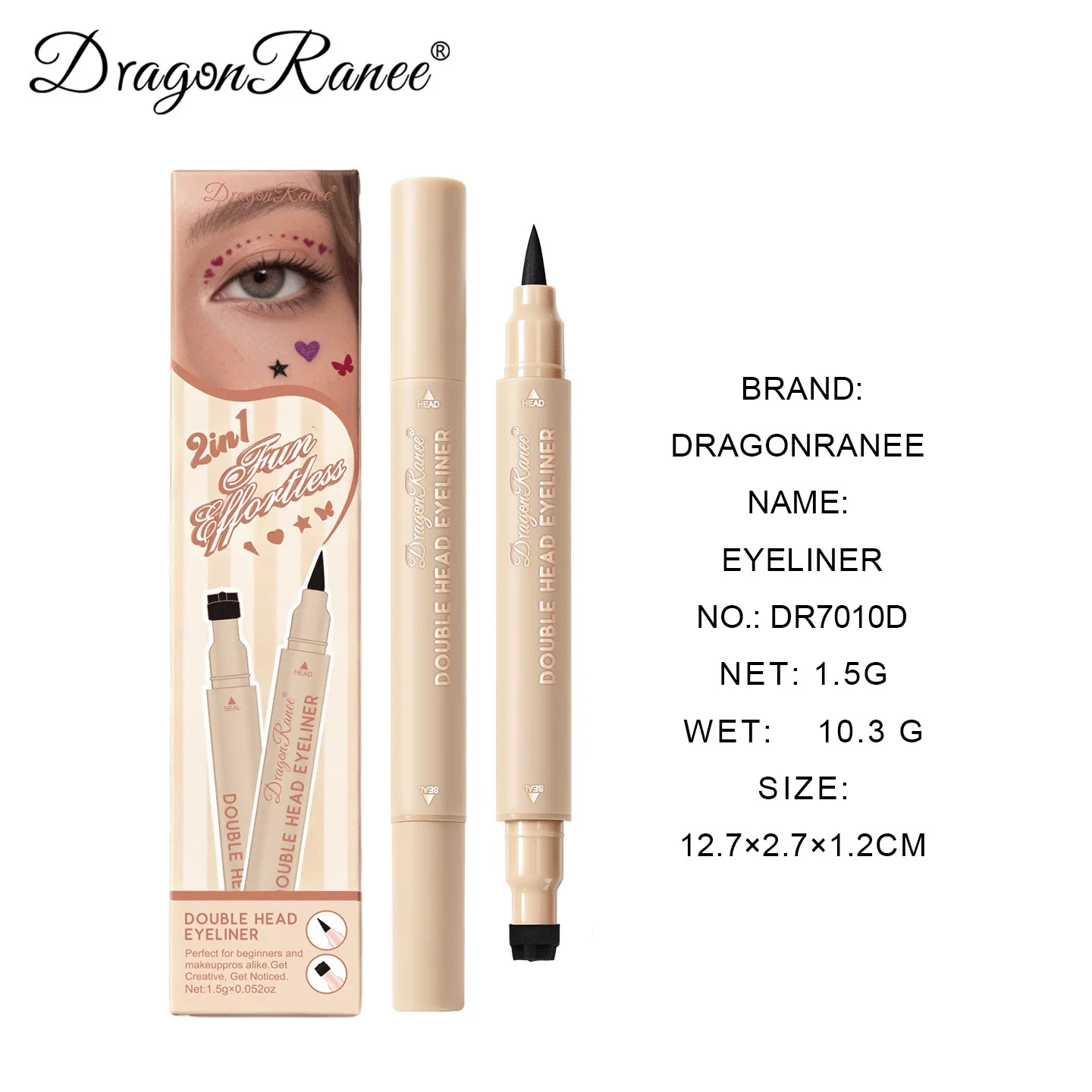 Colorful Liquid Stamp Eyeliner Red Star Heart Butterfly 2 in 1 Eye Liner Pencil Purple Pink Waterproof Eye Template Makeup Tool — image 6