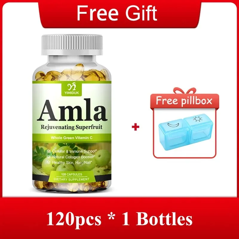 Organic Amla Capsules Support Collagen Fights Free Radicals & Daily Wellness Antioxidant Power for Immunity & Skin Health