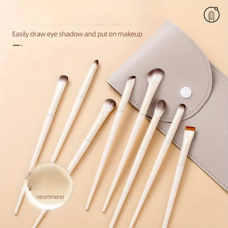 10 pçs pincéis de maquiagem de olho natural conjunto detalhe sombra escova de maquiagem branco ultra macio sombra delineador ferramenta de maquiagem — image 2