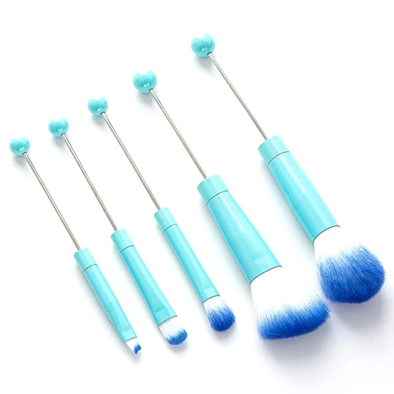 【5 τεμάχια Beaded Eyeshadow Brush Diy Beaded Cosmetic Brush Brushes Tool Kit Μεταλλική λαβή Ανθεκτικά πινέλα μακιγιάζ ματιών】