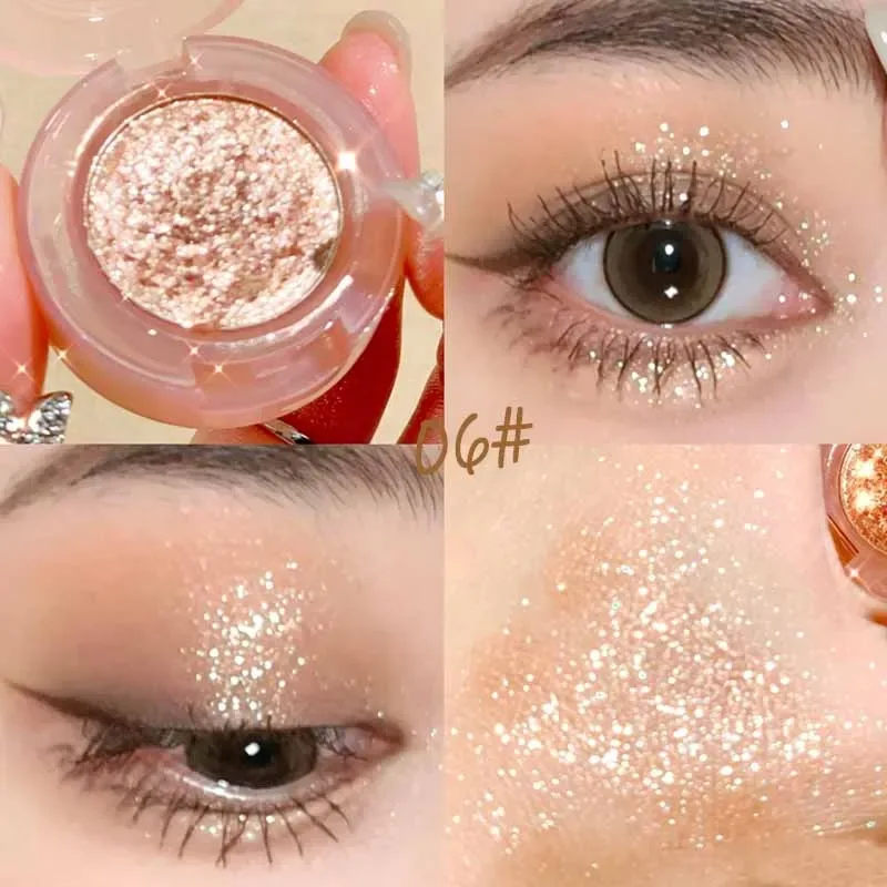 1 τμχ Μονόχρωμη High Gloss αδιάβροχη σκιά ματιών Peachy Pink μακράς διαρκείας μεταξένιο εύκολο στο χρώμα Diamond Shiny Eye Shadow Cosmetic