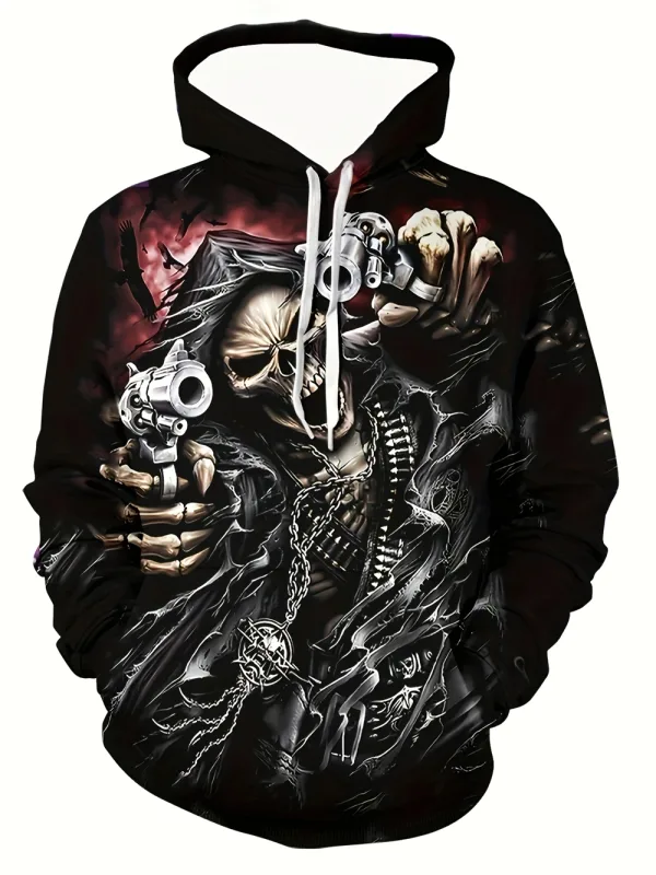 Sweat-shirt imprimé crâne et Rose en 3D, vêtements de sport avec cordon de serrage, hauts à manches longues, sweat à capuche pour hommes, vêtements graphiques de rue — image 11