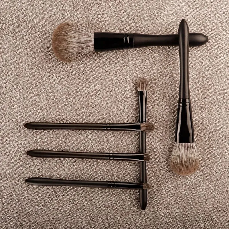 6 τμχ/σετ Βούρτσες μακιγιάζ τρίχας Fox Set Powder Blusher Crease Eyeshadow Detail Liner Shadow βούρτσες μακιγιάζ Travle siz Ebony Handle