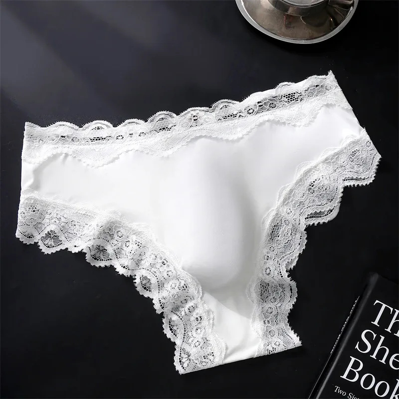 New adults 18 plus size cuecas masculino Lace 3D convex bag sexy men's underwear high elasticity string homme ice silk man thong