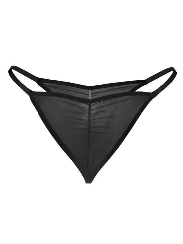 1 Piece Men's Sexy Thong - High Slit Ruched Semi-transparent Ice Silk Fabric Breathable No-Stick Casual Daily Men Underwear — image 7