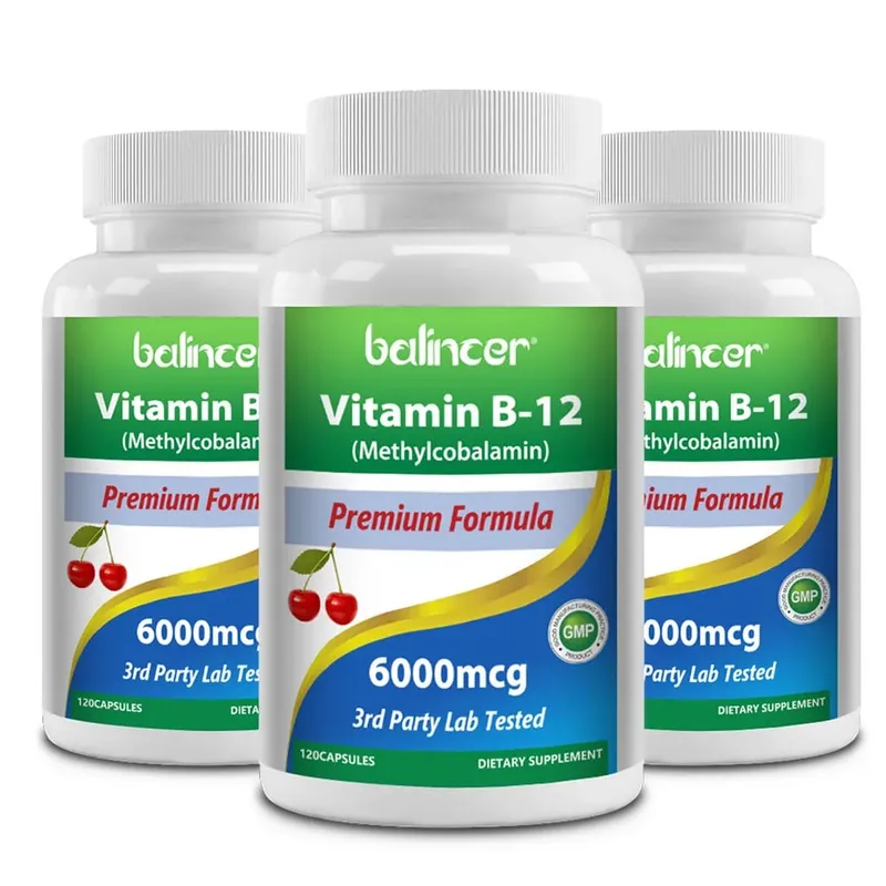 Vitamin B12 Supplement 6000mcg - Energy Brain Memory Mood Heart Function Nervous & Immune System Support 30/60/120 Capsules — image 11