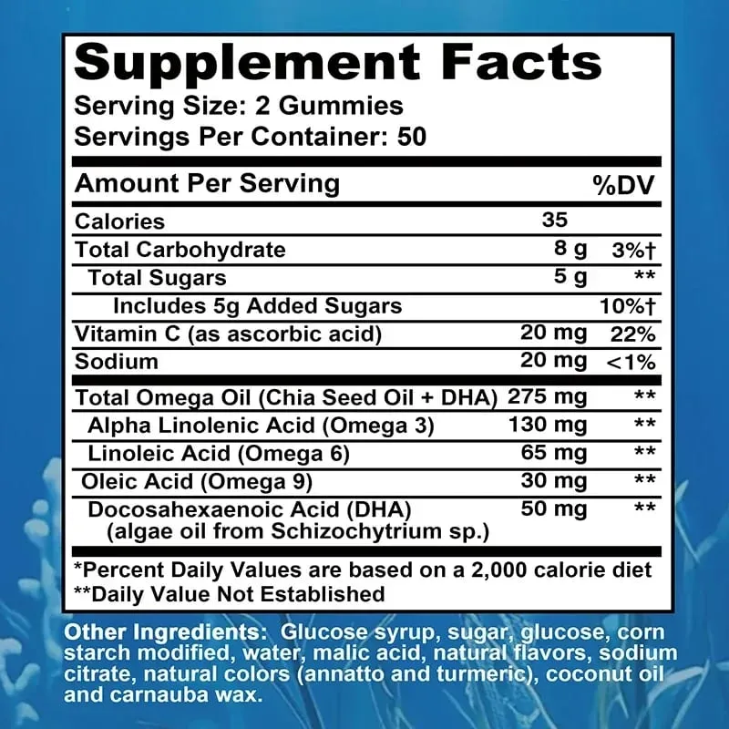 Omega 3 6 9 + DHA gumicukor - Az agy egészsége javítja a koncentrációt Memória javítja a vérkeringést a szem támogatása — image 3