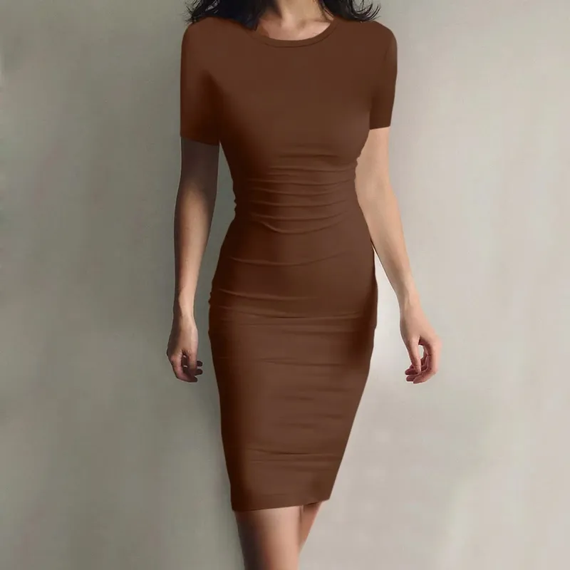 Summer Dress High Stretch Tank Robe Solid Short Sleeve Casual Slim Long Pencil Dress Women Sexy Maxi Dress Elegant Thin Vestido — image 10