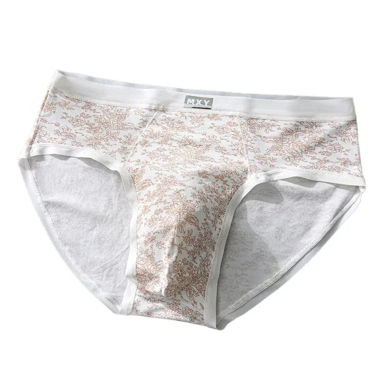 Men Sexy Briefs Sissy Lingerie Ice Silk Floral Print Panties U Convex Pouch Underwear Thin Daily Underpants Calzoncillos Hombre — image 2