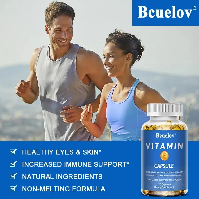 Bcuelov Vitamin E Softgels Antioxidant Supplements Easily Absorbed - Supports Skin Heart & Immune Health Capsules Non-GMO — image 3