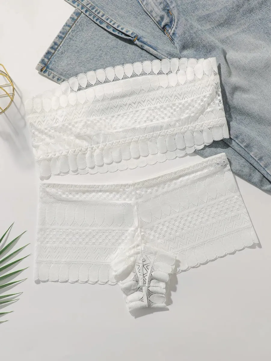 Ασύρματο Σετ Bralette Στράπλες Lace Unpadded Seamless Push Up Σετ σουτιέν & εσώρουχα για γυναίκες Άνετα σετ νυφικών εσωρούχων