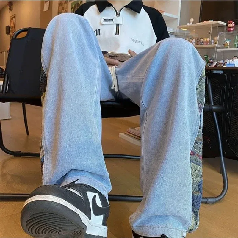 2023 Embroidered Bear Jeans Ανδρικά Άνοιξη Φθινόπωρο ίσιο πόδι χαλαρό συν με φαρδύ πόδι μάρκα American High Street Casual παντελόνι — image 7