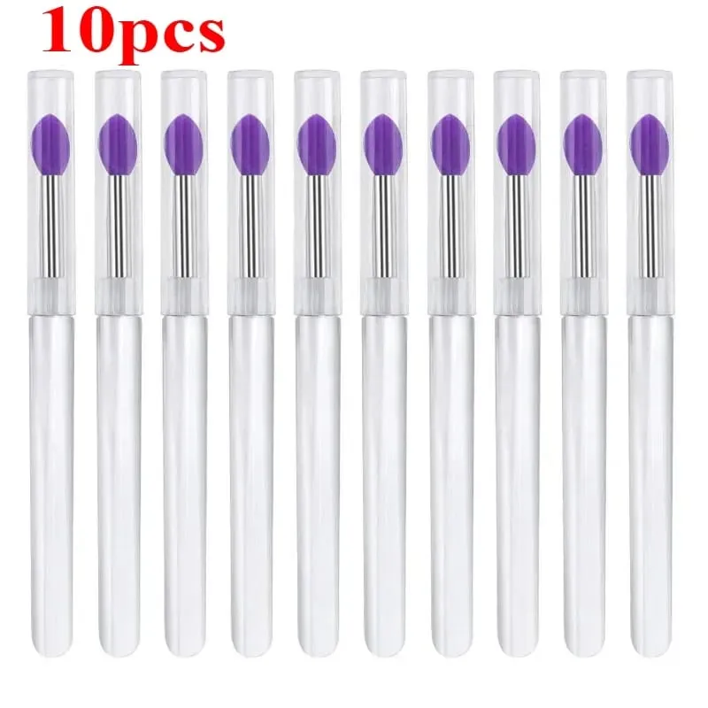 3/5/10 pçs escova de batom de silicone macio aplicador de batom portátil alça clara limpa microbrush lipgloss ferramenta de beleza
