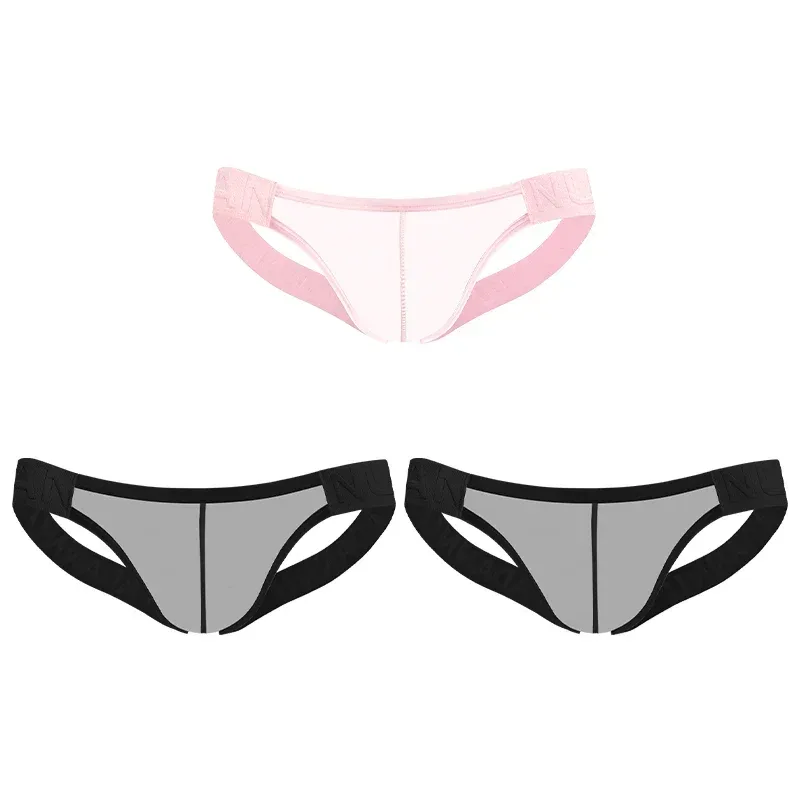 Trendy Men's Thong Comfortable Passionate Fitness Underwear Show Buttocks Personality Transparent Men Summer Triangle Brief — image 25