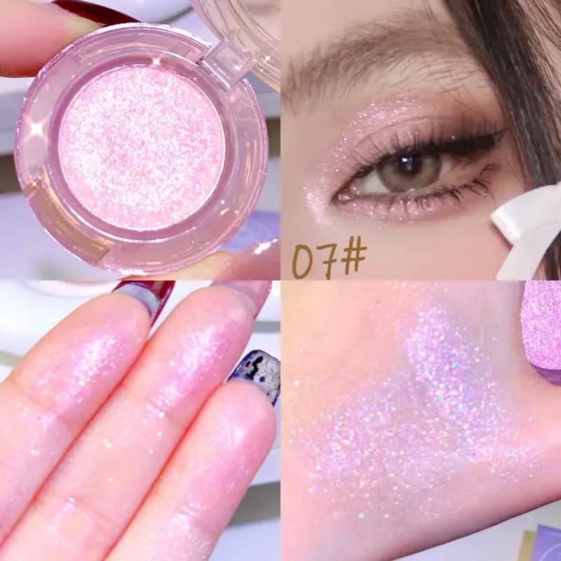 1 τμχ Μονόχρωμη High Gloss αδιάβροχη σκιά ματιών Peachy Pink μακράς διαρκείας μεταξένιο εύκολο στο χρώμα Diamond Shiny Eye Shadow Cosmetic