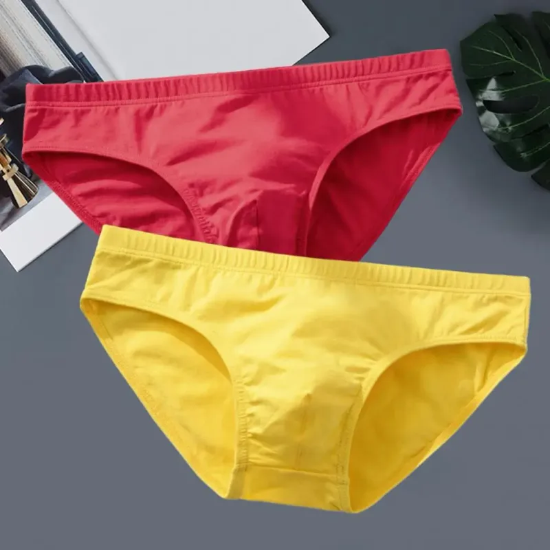 Cotton Briefs Adult Man Briefs Stretchy Breathable Solid Color Male Underwear Low Waist Cotton Underpants Plus Size Men Cotto — image 3