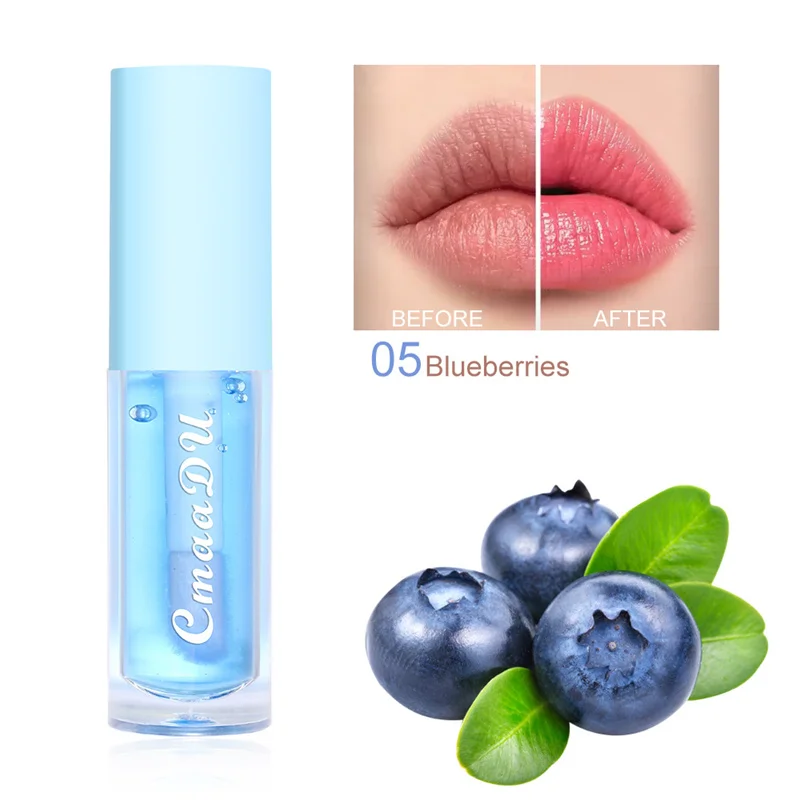 Φρούτα που αλλάζει χρώμα για τα χείλη Strawberry Lip Oil Moisturizing Reduce Lips Liquid Liquid Liquid Waterproof Jelly Plump Lips Care
