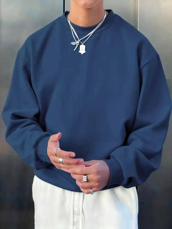 Pánský fleece podzimní top Street univerzální svetry Pohodlné základy Mikiny Sport Neformální Sportovní oblečení Denní měkké oblečení — image 9