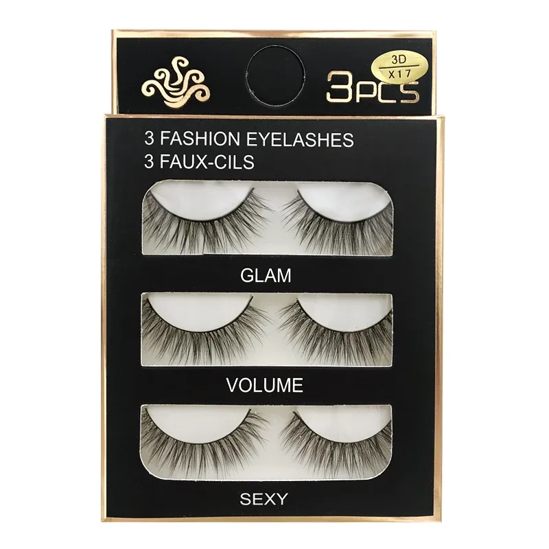 Faux Cils 3 זוגות ריסים מלאכותיים טבעיים ארוכים 3D מינק ריסי מינק רכים רכים מלוכלכים בעבודת יד ריסים מזויפים כלי איפור עיניים Maquiagem — image 23