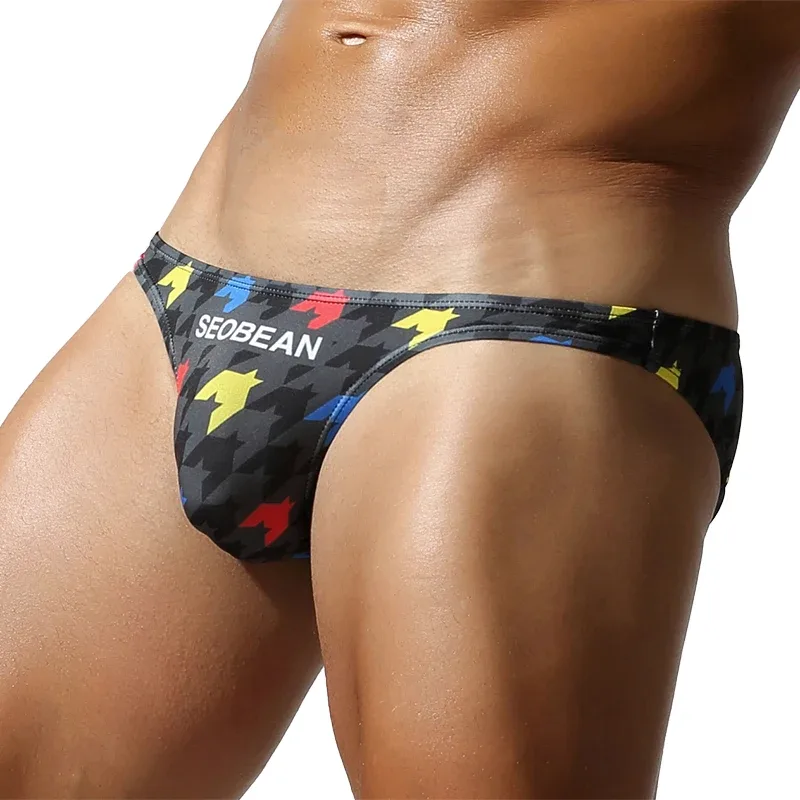 Men's Low-Waist Triangle Pants with Pouch Fashionable Bird's Eye Design Comfortable Underwear for Men