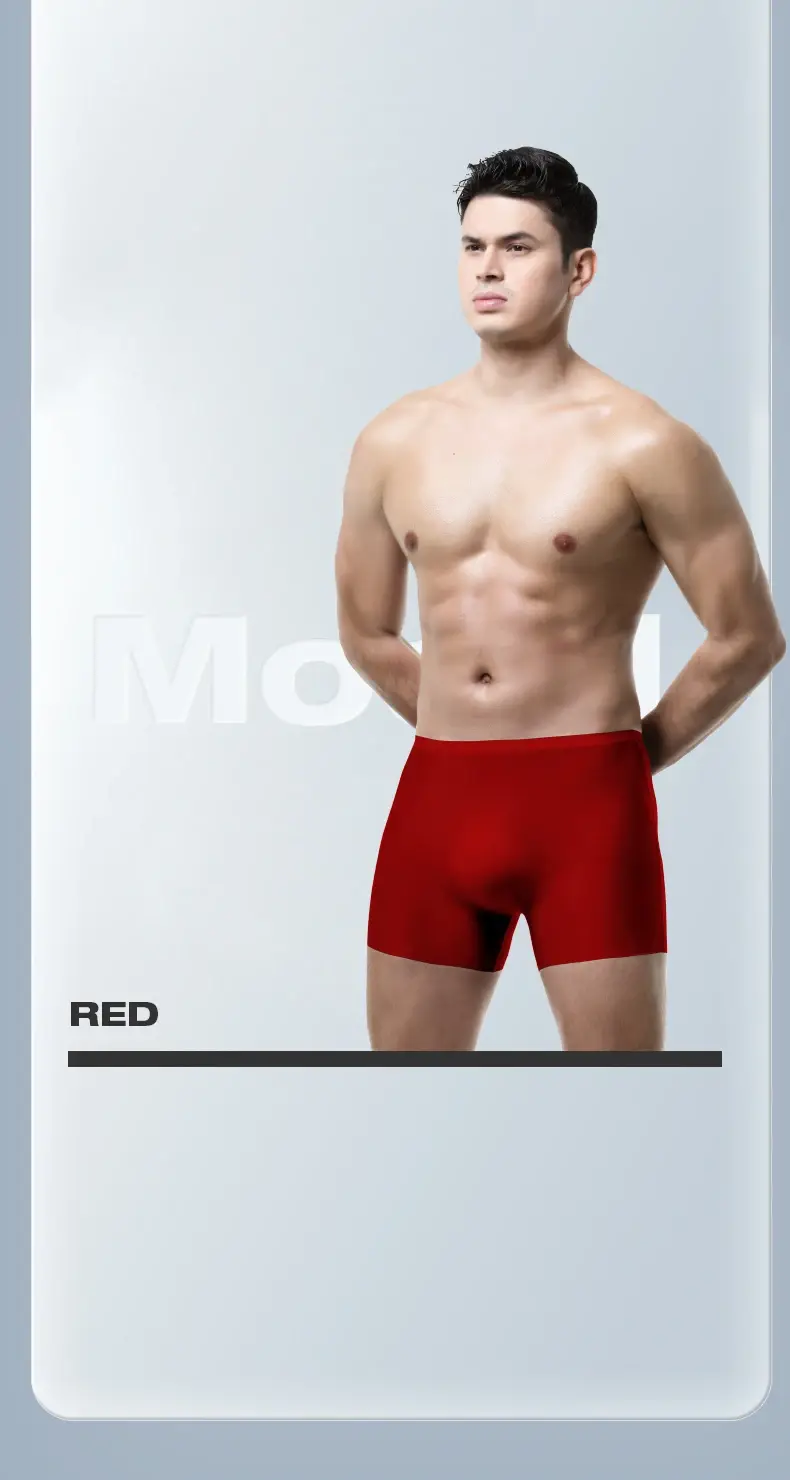Men's Underwear 3D Molded Ice Silk Seamless Thin Boxer Briefs Extended Length Sports Summer Shorts — image 14