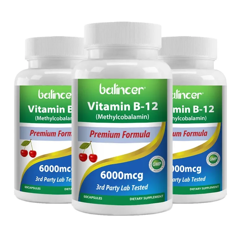 Vitamin B12 Supplement 6000mcg - Energy Brain Memory Mood Heart Function Nervous & Immune System Support 30/60/120 Capsules — image 10