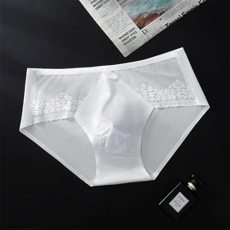 Thin men's underwear ice silk cuecas masculino 3D punching sexys tøy men cueca die splicing without trace calzoncillos hombre — image 9