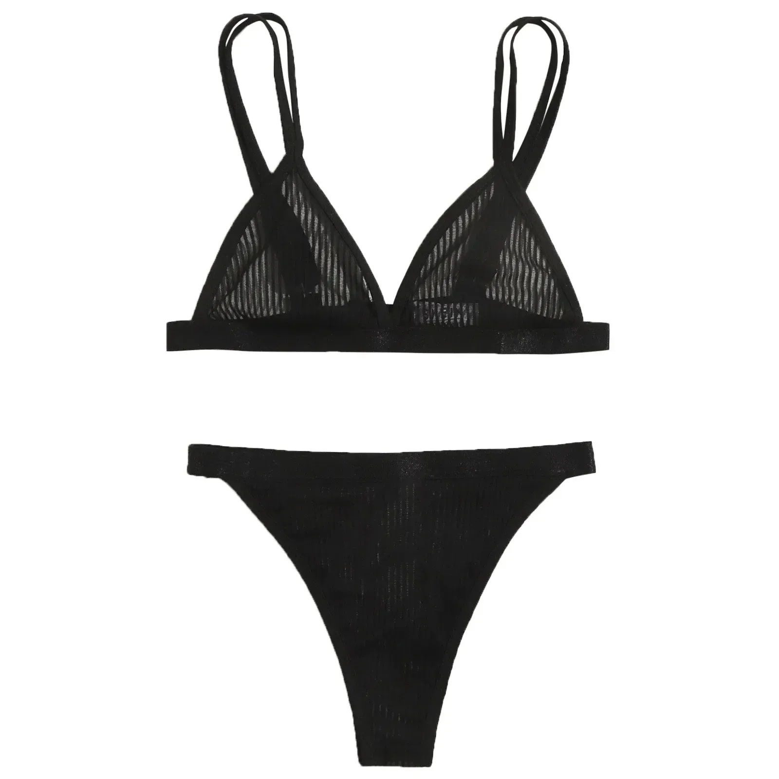 Solid Color Women Bra Set For Women 2PC Underwire Lingerie Set Two Piece Female Thin Shoulder Strap Brassier+Seamless Brief Set — image 3