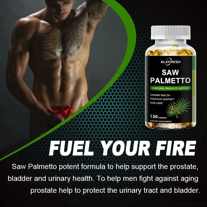 Alxfresh Prostate Health Supplement Natural Saw Palmetto Extract Supports Prostate and Hair Growth Capsules for Men and Women