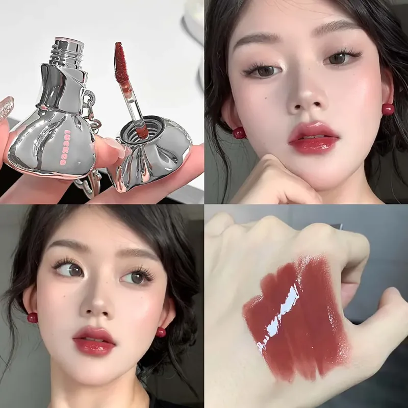 Bowknot Lip Gloss Σετ Νερό Ανοιχτόχρωμα χείλη Υψηλή λάμψη Διαφανές έως οικοδομήσιμο χρώμα καθημερινό καθημερινό μακιγιάζ casual vibe — image 8