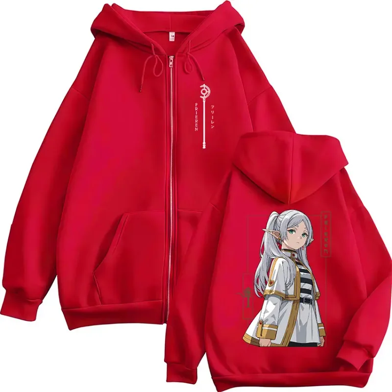 Anime Frieren: au-delà de la fin du voyage sweat à capuche pour homme femmes vêtements mode Harajuku sweat à capuche zippé vestes manteaux — image 4